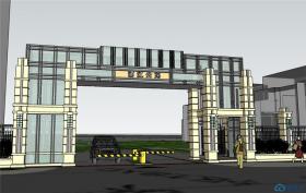 SU01064浦江公寓大门欧式设计su模型草图大师sketchup