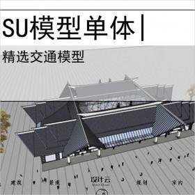 【0688】机场中式风格su模型交通建筑