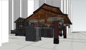 SU00240中式古建大门门头建筑方案设计资源su精细模型sketchup