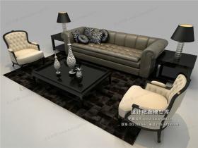 欧式风格沙发组合3Dmax模型 (20)