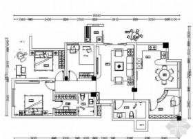 [深圳]时尚简约三室两厅室内设计CAD施工图