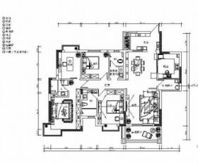 [佛山]精致简欧风格三居室样板间CAD施工图（含效果图）