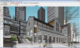 ZZ0073城市商业综合体商业街建筑规划设计SU模型素材图库作品