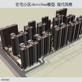 SU07204住宅小区建筑群，现代风格，27层