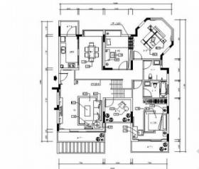 [广东]精品黑白风格两层别墅样板房室内装修施工图（含效...