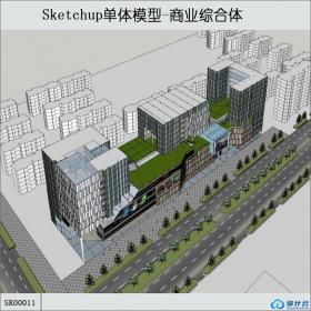 SK00011商业综合体广场su模型