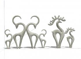 鹿雕塑SU模型 (9)