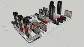 NO01247小区规划课程设计资源cad总图户型图纸及su模型