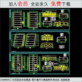 三栋二层临街小店面建施CAD