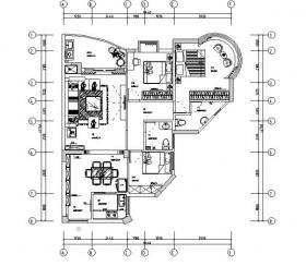 现代简约极简主义三居室住宅空间设计施工图（附效果图+...