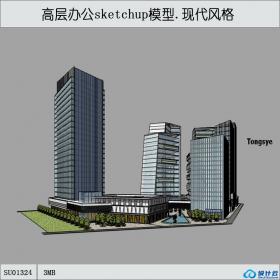 SU01324一套高层办公楼群设计作品su模型
