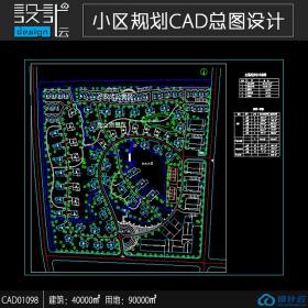 小区规划住宅建筑方案设计cad图纸资料建筑面积4万平方米