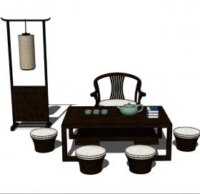 书桌茶桌 SU模型一 (11)