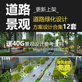 T294城市道路景观绿化设计方案参考案例平面分析效果图素...