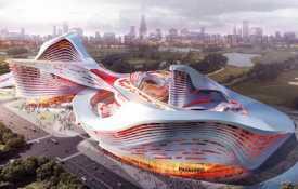 [上海]现代风格曲线造型5A级商业办公楼建筑设计方案文本