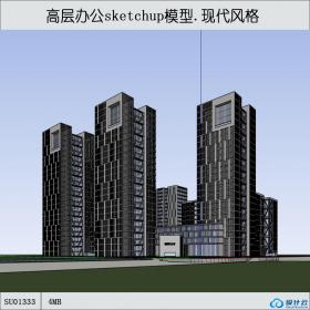 SU01333某城市高层办公楼群体设计su模型草图
