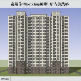 SU06577高层住宅楼，西方新古典，18层
