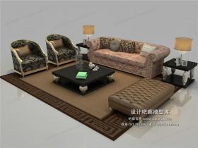 欧式风格沙发组合3Dmax模型 (56)