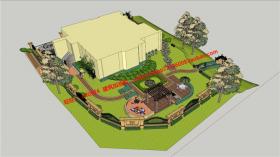 NO01369公园景观设计别墅庭院绿化园林cad总图及su模型