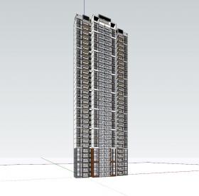 NO01165单体高层住宅楼cad户型平面标准层380平方米33Fsu模型