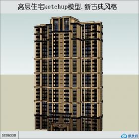 SU06338高层住宅，西方新古典风格，33层