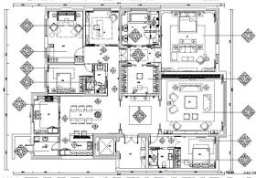 简约风格四居室样板房设计施工图（附效果图）