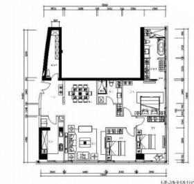 [北京]精装公寓楼标准层D型三居室样板房装修图