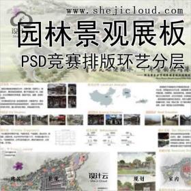 【7580】园林景观展板PSD模板竞赛设计排版环艺分层A1A0竖版...