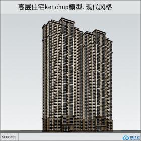 SU06352高层住宅，现代主义风格，33层