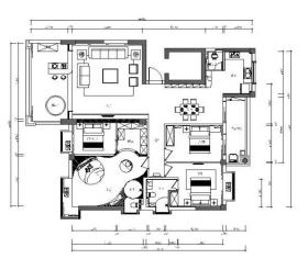 现代简约风格样板间设计全套CAD施工图（含效果图）