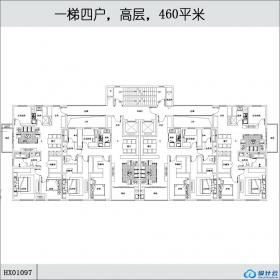 HX01097一梯四户，高层，460平米