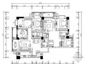 146平现代简约风格五居室样板间CAD装修施工图（含全套软...
