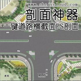 【第100期】一键道路横截面PS剖面神器，相当省事