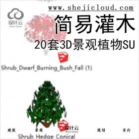 【2943】20套3D景观植物su模型-简易灌木