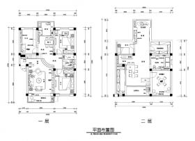两层轻欧风格住宅室内装修施工图+效果图