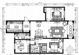 [青岛]原创精品新中式风格三居室样板间CAD装修施工图（...