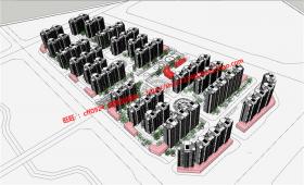 NO01049 住宅小区居住区规划设计su模型+cad总图图纸