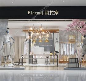 工业风女装服装店3D模型ID：359857