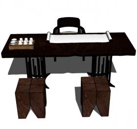 书桌茶桌 SU模型一 (9)