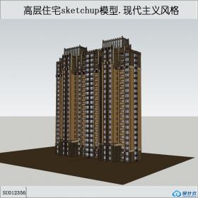 SU012356高层住宅，现代主义风格，22层