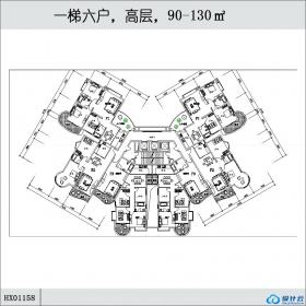 HX01158一梯六户，高层，90-130㎡