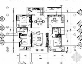 现代古典三居室样板房室内装修施工图（含效果）