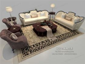 欧式风格沙发组合3Dmax模型 (15)