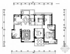 [郑州]独创经典简欧风格三居室装修CAD施工图（含效果）