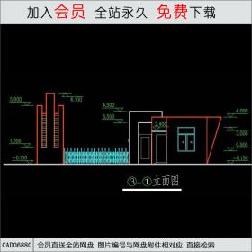 现代公园大门平立剖全CAD