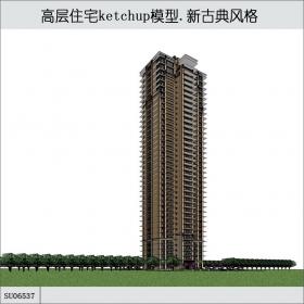 SU06537高层住宅，新古典风格，33层
