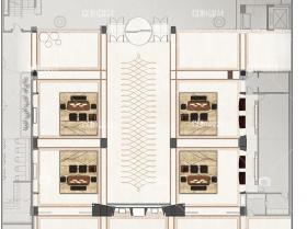 YH01781大厅软装概念立面分层彩平素材 现代大厅psd彩色立面...