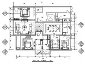 [内蒙古]低奢风格平层三居室样板房设计施工图（附效果图...