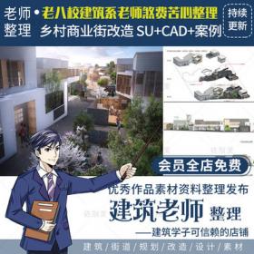 2433美丽乡村商业街景观建筑立面改造景观整治CAD图纸+SU模...