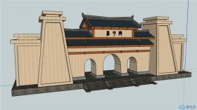 SU01028汉代大门设计学生作品su模型草图大师sketchup